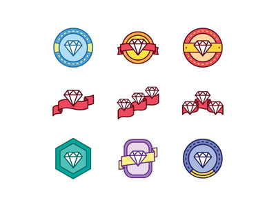 钻石图标标志集合矢量(Diamond icon logo collection vector)