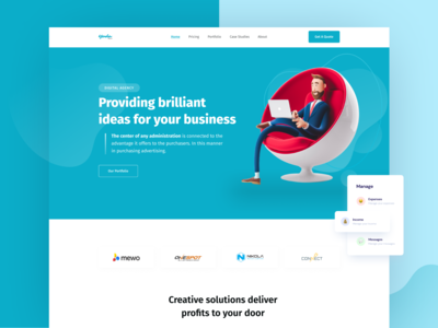 数字代理登陆页面 - 标题(Digital Agency Landing Page - Header)