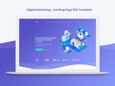 数字营销登陆页面PSD模板(Digital Marketing Landing Page PSD Template)