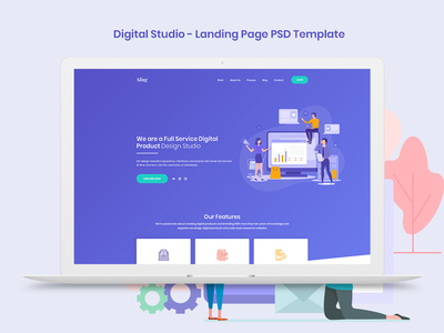 数字工作室登陆页面 PSD 模板(Digital Studio Landing Page PSD Template)