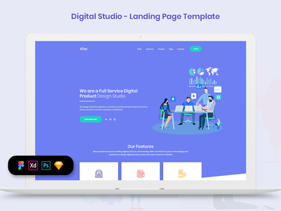 数字工作室登陆页面模板(Digital Studio Landing Page Template)