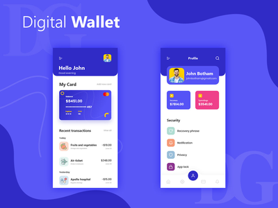 数字钱包应用概念(Digital Wallet App Concept)