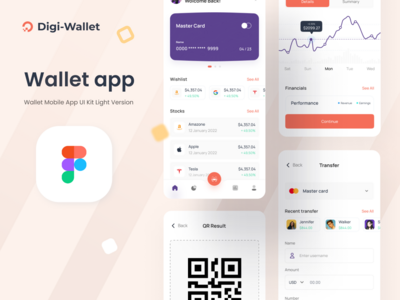 Digiwallet - 股票市场应用程序 UI 套件设计(Digiwallet - Stock Market App UI KIT Design)