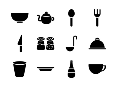 图标集字形餐饮(Dining Icon Set Glyph)