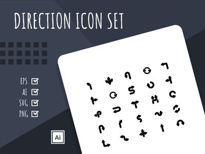 方向实心图标集(Direction Solid Icon Set)