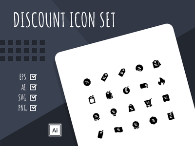 折扣实体图标集(Discount Solid Icon Set)