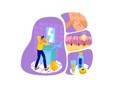 痤疮平面概念矢量图(Acne flat concept vector illustration)