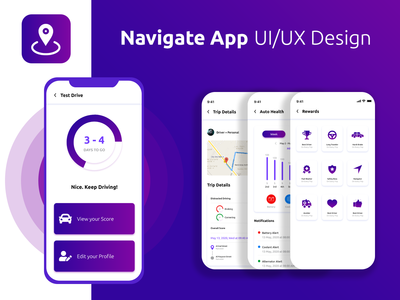 导航应用程序 UI/UX 设计(Navigate App UI/UX Design)