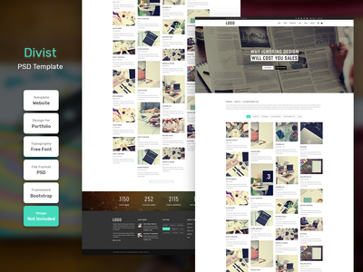 Divist 投资组合类别页面 PSD Web 模板(Divist Portfolio Category Page PSD Web Template)