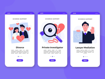 离婚冥想入职屏幕(Divorce meditation onboarding screens)