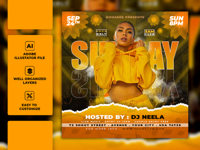 Dj 派对之夜传单或社交媒体模板(Dj party night flyer or social media template)