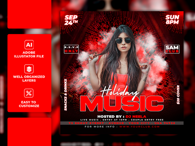 Dj 派对周末传单或社交媒体模板(Dj party weekend flyer or social media template)