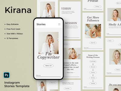 Kirana - 文案 Instagram 故事模板(Kirana - Copywriter Instagram Stories Template)
