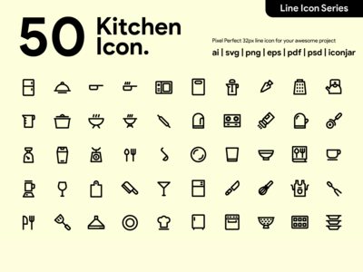 Kawaincon - 50 厨房线图标(Kawaincon - 50 Kitchen Line Icon)