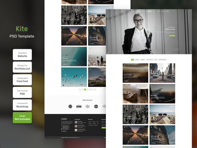风筝组合页面列表 PSD Web 模板(Kite Portfolio Page List PSD Web Template)