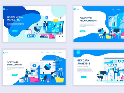 登陆页面模板平面概念(Landing Page Templates Flat Concept)