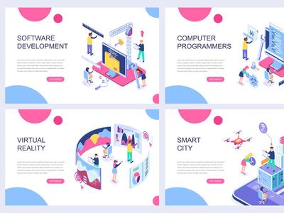 登陆页面模板等距概念(Landing Page Templates Isometric Concept)