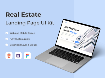 房地产登陆页面 UI 套件(Real Estate Landing Page UI Kit)