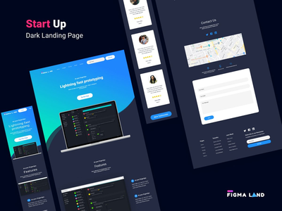 Dark Figma 启动登陆页面模板(Dark Figma start-up landing page template)