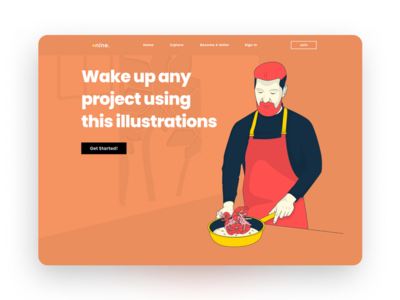 带有生活方式插图的着陆页简单英雄(Landing Page Simple Hero With Lifestyle Illustrations)