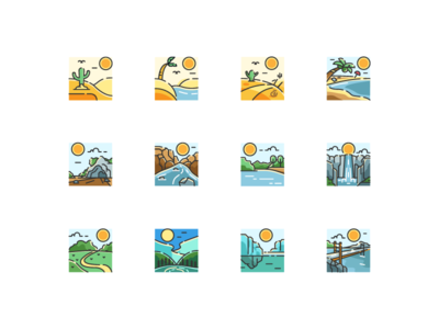 景观自然图标集(Landscape Nature Icon Set)