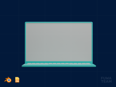 笔记本电脑 - 3D 图形设计插图（正面）(Laptop - 3D Graphic Design Illustration (front))