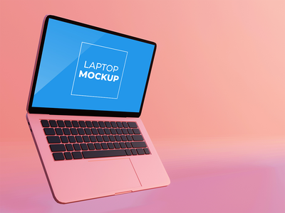 笔记本电脑样机粉红色优雅(Laptop Mockups pink elegant)