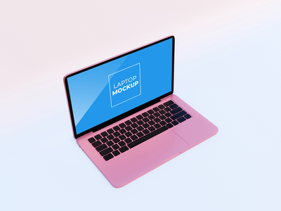 笔记本电脑样机粉红色优雅(Laptop Mockups pink elegant)