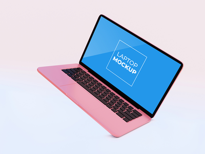 笔记本电脑样机粉红色优雅(Laptop Mockups pink elegant)