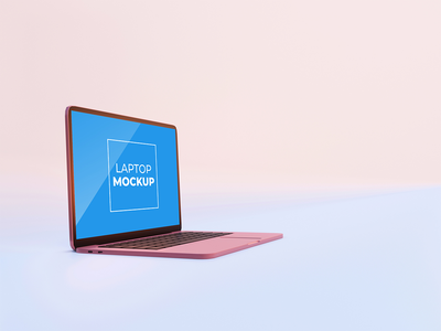 笔记本电脑样机粉红色优雅(Laptop Mockups pink elegant)
