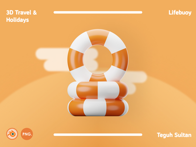 3D 旅行和假期插图包 - 救生圈(3D Travel and Holidays Illustration Pack - Lifebuoy)