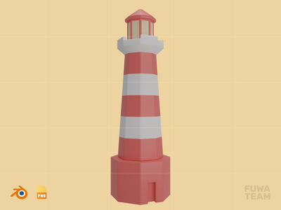 灯塔 - 3D旅游度假插画包（正面）(Light House - 3D Travel & Holiday Illustration Pack (front))