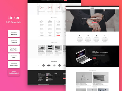 Linxer 商业博客主页 PSD Web 模板(Linxer Business Blog Home Page PSD Web Template)