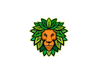 狮子与叶子作为鬃毛吉祥物(Lion With Leaves As Mane Mascot)