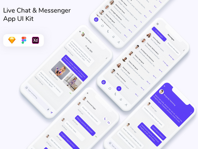 实时聊天和信使应用程序 UI 套件(Live Chat & Messenger App UI Kit)