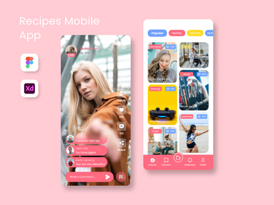 直播应用程序 UI 套件简洁设计(Live Streaming App UI Kit Clean Design)