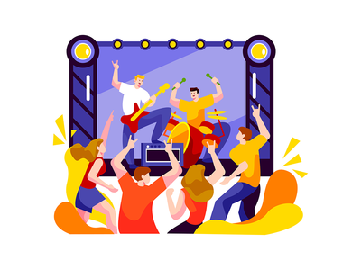 快乐的人在摇滚音乐会上玩得开心(Happy people having fun at rock concert)