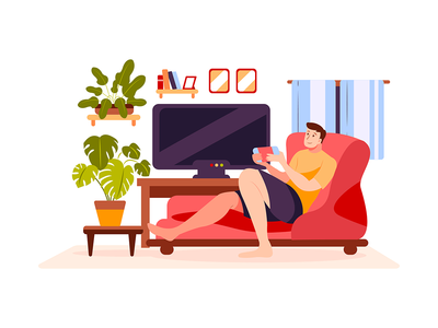 待在家里矢量图解概念(Stay At Home Vector Illustration concept)