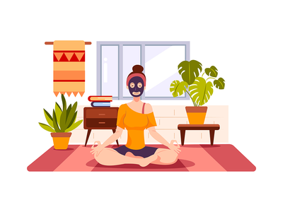 待在家里矢量图解概念(Stay At Home Vector Illustration concept)