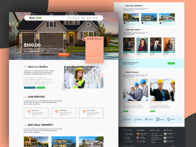 房地产登陆页面网页模板设计(Real Estate Landing Page Web Template Design)