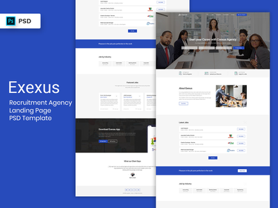 招聘机构登陆页面PSD模板(Recruitment Agency Landing Page PSD Template)