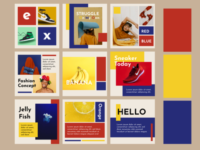 矩形基本形状 RGB 社交媒体模板(Rectangle Basic Shape RGB social media template)