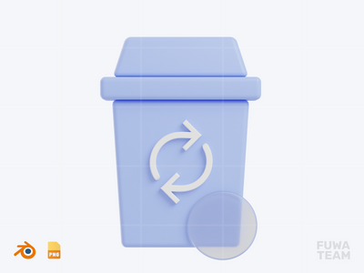 回收站 - 3D 生态插图包（正面）(Recycle Bin - 3D Ecology Illustration Pack (front))