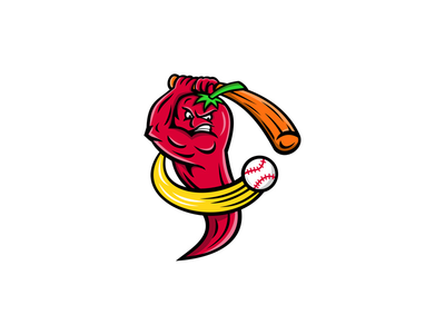 红辣椒棒球吉祥物(Red Chili Pepper Baseball Mascot)