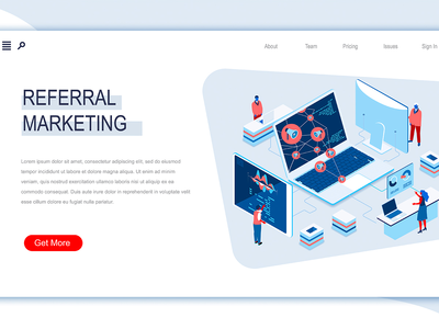 推荐营销等距横幅平面概念(Referral Marketing Isometric Banner Flat Concept)