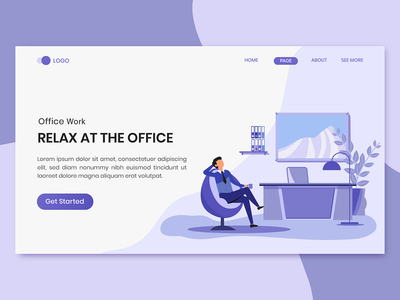 在办公室工作人员登陆页面放松(Relax At The Office Worker Landing Page)
