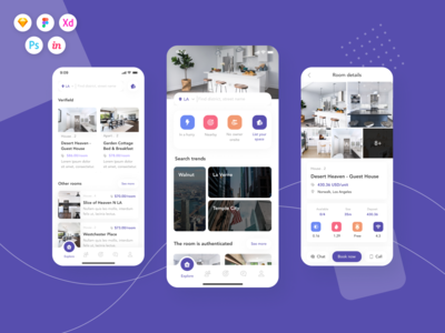 RentHouse - 简单的家庭搜索移动应用程序 UI 套件(RentHouse - Simply Home Search Mobile App UI KIT)