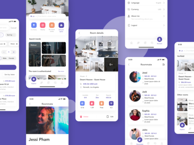 RentHouse - 简单的家庭搜索移动应用程序 UI KIT #4(RentHouse - Simply Home Search Mobile App UI KIT #4)