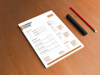 橙色简历 Photoshop 模板(Orange Resume Photoshop Template)