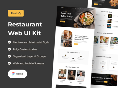RestoQ - 餐厅 Web UI 套件(RestoQ - Restaurant Web UI Kit)